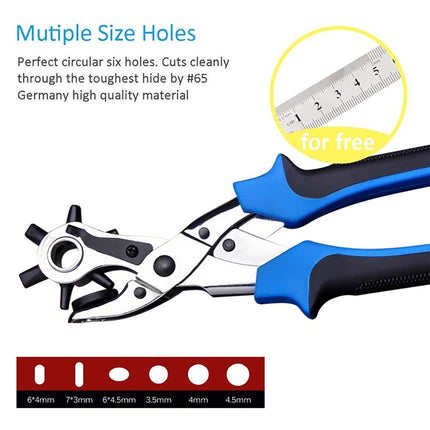 Multifunctional Belt Hole Puncher with 6 Holes Leather Hole Punch for Leather Belts Cards Paper Fabric