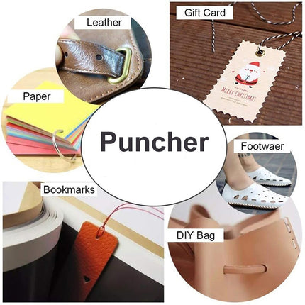 Multifunctional Belt Hole Puncher with 6 Holes Leather Hole Punch for Leather Belts Cards Paper Fabric