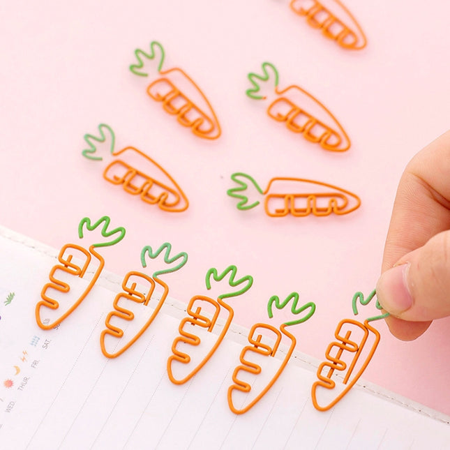 5 PCS Creative Kawaii Carrot Shaped Metal Paper Clip Bookmark Stationery School Office Supply, Carrot Shaped