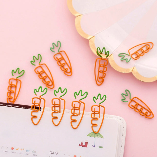 5 PCS Creative Kawaii Carrot Shaped Metal Paper Clip Bookmark Stationery School Office Supply, Carrot Shaped
